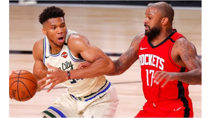 P.J. Tucker y Giannis Antetokounmpo