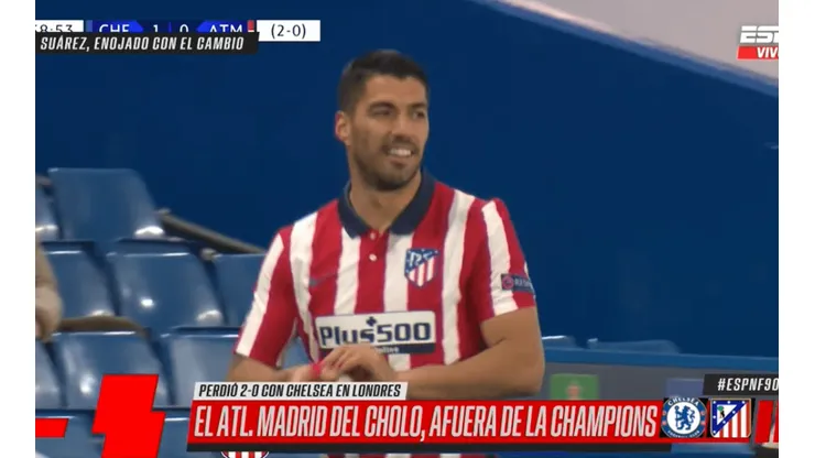 Video: Simeone lo sacó con el Atlético perdiendo y Suárez salió 'riéndose'