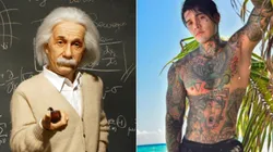 Estatua de Albert Einstein y Yeferson Cossio (Foto: Getty Images y @YefersonCossio)