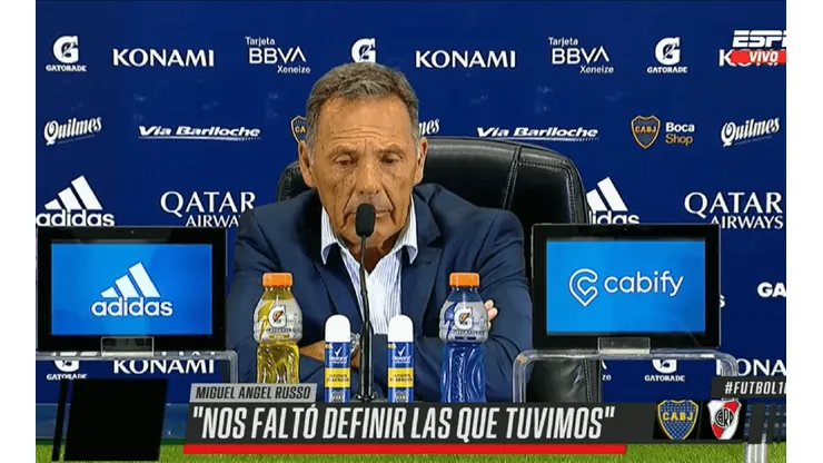 Miguel Ángel Russo en conferencia de prensa.