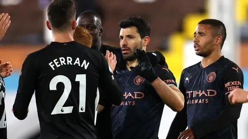 El festejo de los jugadores de Manchester City.