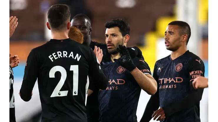 El festejo de los jugadores de Manchester City.
