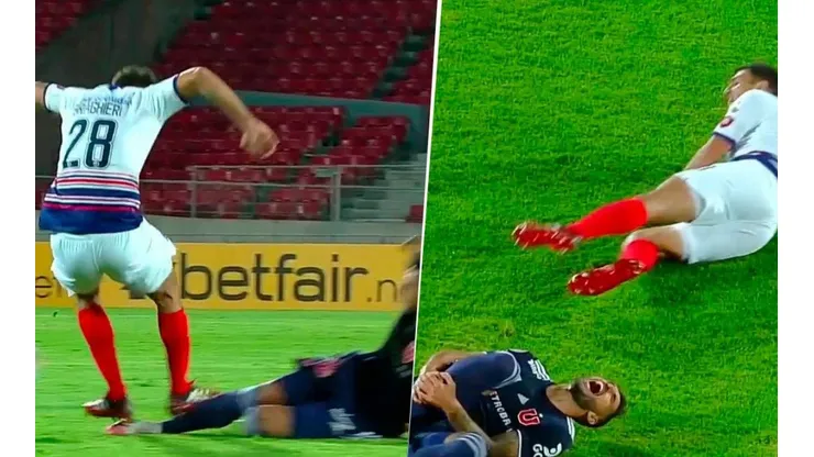 Así fue la terrible plancha que clavó Diego Braghieri a un jugador de la Universidad de Chile en la Libertadores.