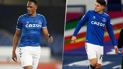 Yerry Mina y James Rodríguez.