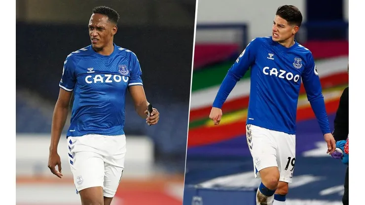 Yerry Mina y James Rodríguez.