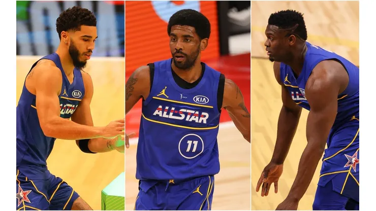 Jayson Tatum, Kyrie Irving y Zion Williamson (Foto: Getty)