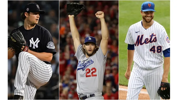 Gerrit Cole, Clayton Kershaw y Jacob deGrom