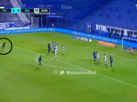 A lo Messi: Cardona pateó el tiro libre por abajo y le dio el primero a Boca contra Vélez