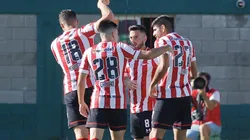 El festejo de los jugadores de Estudiantes.