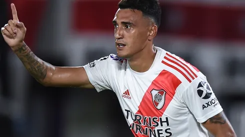 Matías Suárez de River Plate celebra tras marcar un gol (Getty).