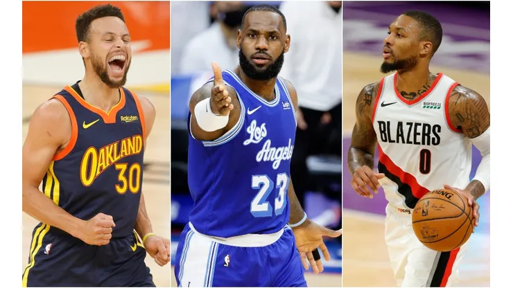 Stephen Curry, LeBron James y Damian Lillard
