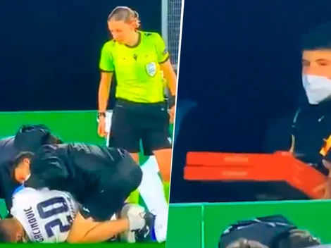 Pasó en Europa League: ¡llegó un delivery de pizzas a la cancha!