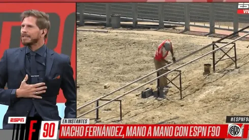 Vignolo paró ESPNF90 al ver a un obrero trabajando con la camiseta de River: "Que aparezca Ponzio"