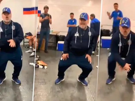 Es sábado, ganó Gimnasia y Maradona lo sabe: ¡la rompió bailando!