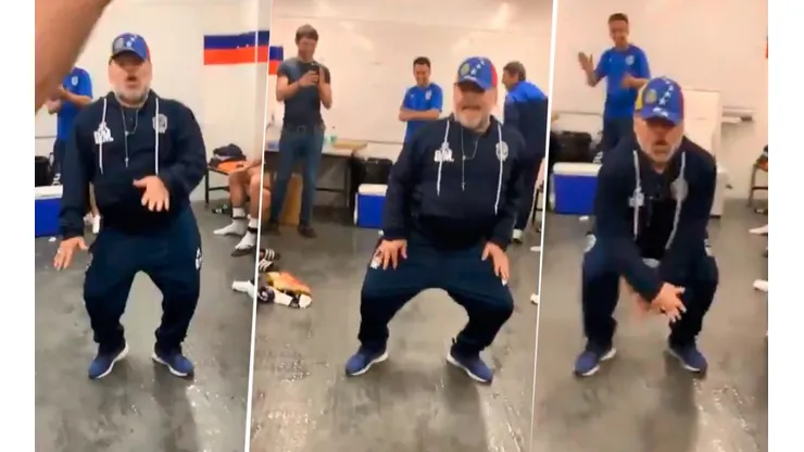 Es sábado, ganó Gimnasia y Maradona lo sabe: ¡la rompió bailando!