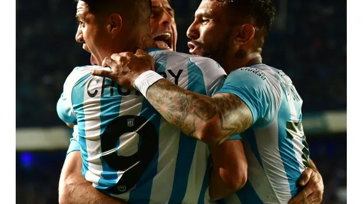 El festejo de los jugadores de Racing.