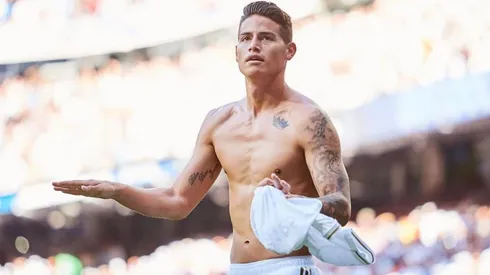 Así festejó James Rodríguez su gol contra el Granada.