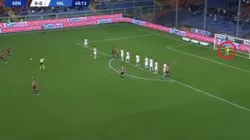 El tiro libre que derivó en el gol de Genoa.