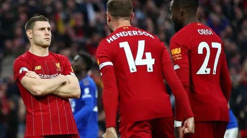 Foto del festejo del jugador de Liverpool