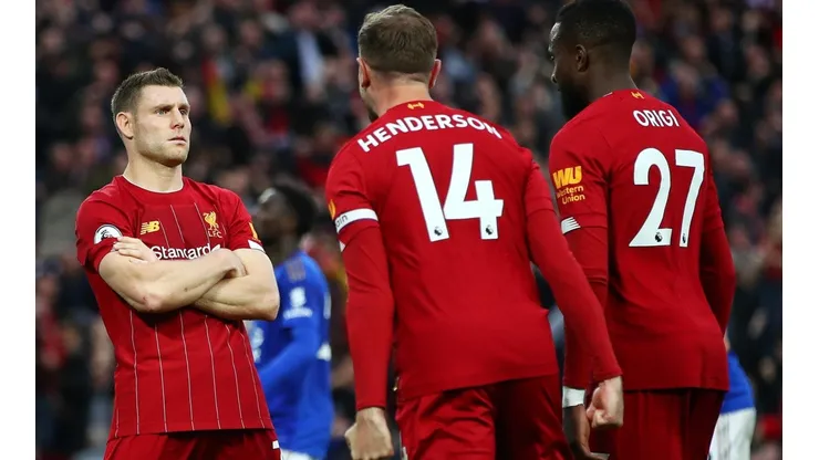 Foto del festejo del jugador de Liverpool
