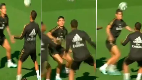 Tuya, mía, tuya, mía: James y Hazard enloquecieron a todos en entrenamiento del Real Madrid