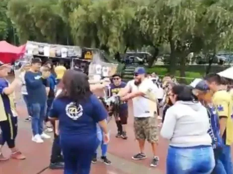 Insólito momento: bañaron en cerveza a una aficionada de Pumas antes del partido