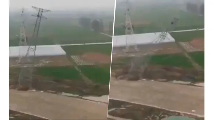 Video viral: una torre diabólica cayó sobre él y su reacción fue la menos inteligente