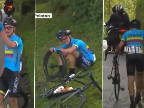 Ciclista colombiano se pinchó en el Mundial y rompió en llanto porque nadie lo ayudó