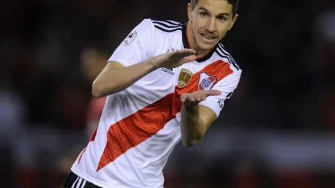 Ignacio Fernández festejando un gol con la camiseta de River.