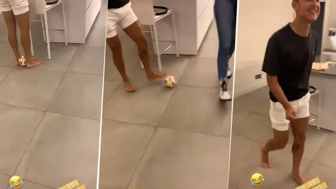 Dybala tenía una pelota en los pies, vio pasar a Oriana Sabatini, la trolleó y todo quedó filmado