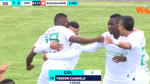 Yerson Candelo puso el 1-2 a favor de Atlético Nacional contra Pasto.