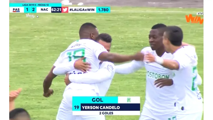 Yerson Candelo puso el 1-2 a favor de Atlético Nacional contra Pasto.