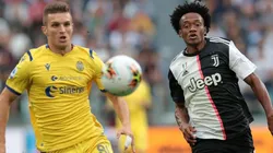 Juan Guillermo Cuadrado en el juego contra el Hellas Verona.