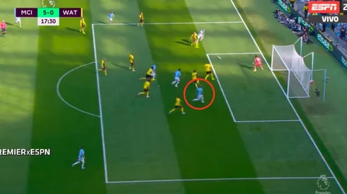 Foto de Nicolás Otamendi por convertir el gol.