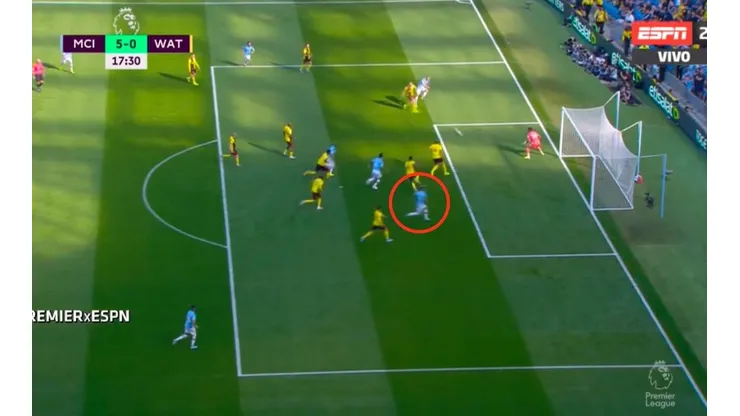 Foto de Nicolás Otamendi por convertir el gol.