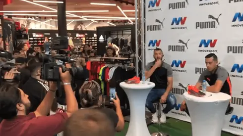 Funes Mori y Nico Sánchez se divirtieron en un evento