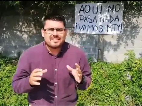 Manta de apoyo para Monterrey en El Barrial