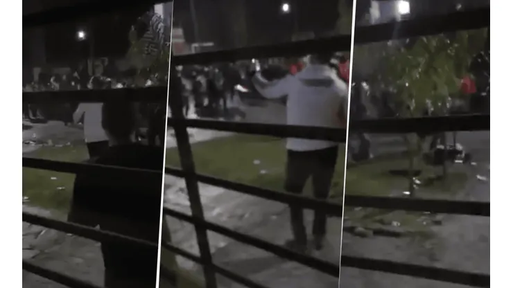 Foto de la policía contra los hinchas de River.