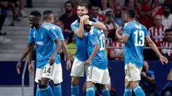 Juan Guillermo Cuadrado festeja su gol contra el 'Atleti' en Champions League.