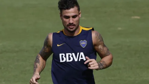 Daniel Osvaldo en un entrenamiento de Boca.