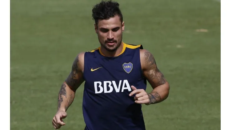 Daniel Osvaldo en un entrenamiento de Boca.