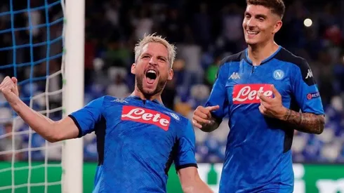 El festejo de Dries Mertens, el autor del primer tanto.