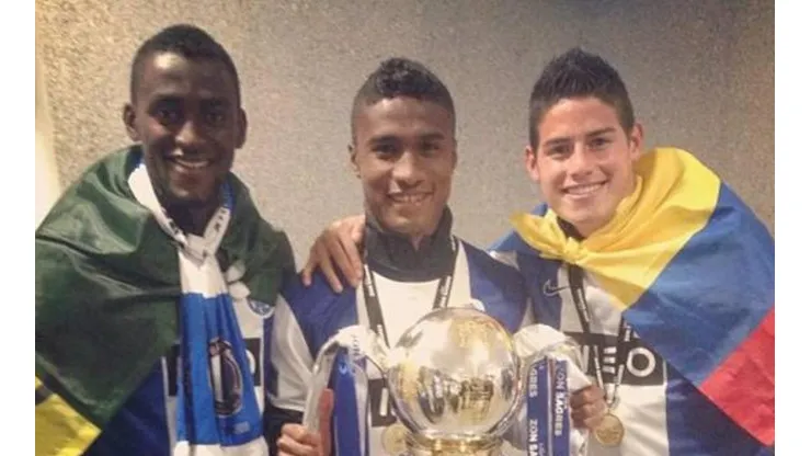 Jackson Martínez, Héctor Quiñones y James Rodríguez cuando eran jugadores del FC Porto.