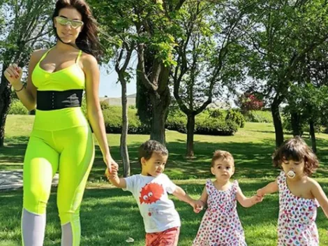 Georgina Rodríguez se armó una súper bicicleta para pasear a sus bebés