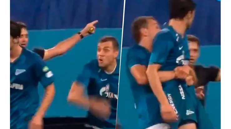 Con este no se jode: Dzyuba vio que su compañero no quería salir y lo sacó de la cancha a la fuerza