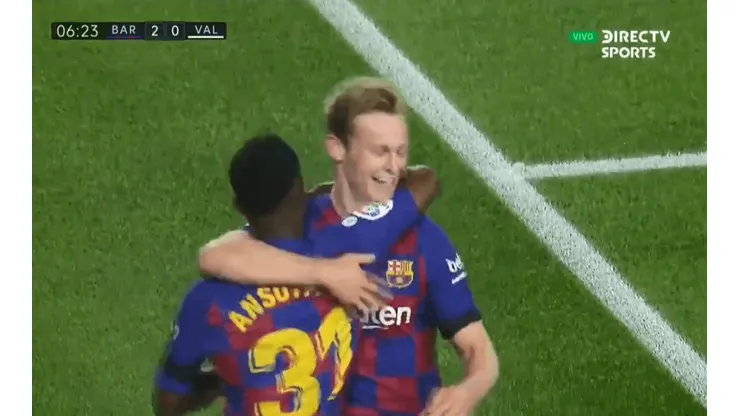 Ansu Fati le pintó la cara a Garay para que de Jong marque su primer gol con Barcelona