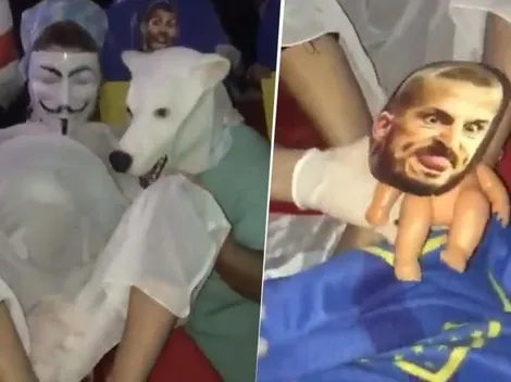 Mucho Internet por hoy: hinchas de River simularon el nacimiento del hijo que el Millonario tuvo con Boca