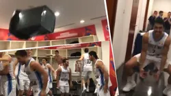 Descontrol en el vestuario de Argentina por la victoria vs. Serbia: cantos, festejos y hasta un tacho volador