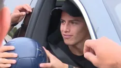 James Rodríguez, a la salida de su último entrenamiento con el Madrid.