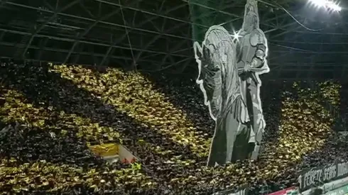 El mosaico de los hinchas húngaros.